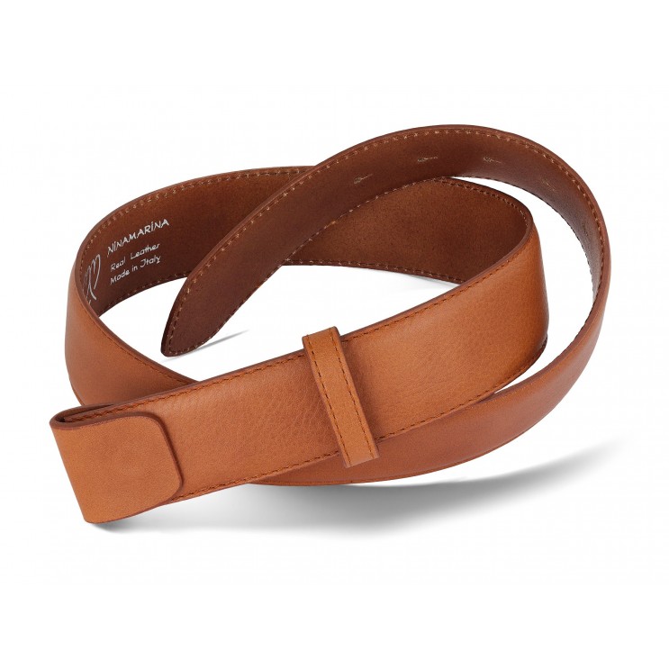 ceintures cuir bombé avec couture orange mandarino