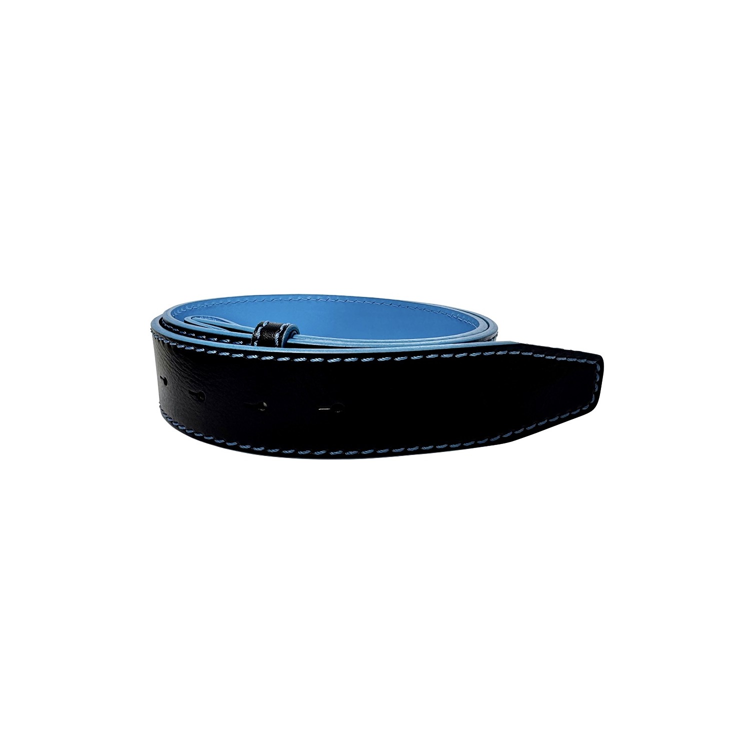 Ceinture Ninamarina Réversible - Signature Bleue - Cuir Veau Premium Accueil