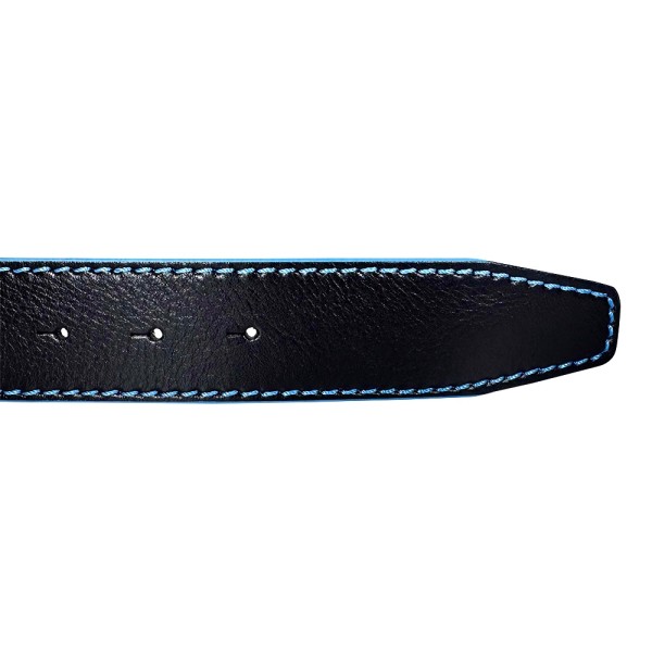 Ceinture Ninamarina Réversible - Signature Bleue - Cuir Veau Premium Accueil
