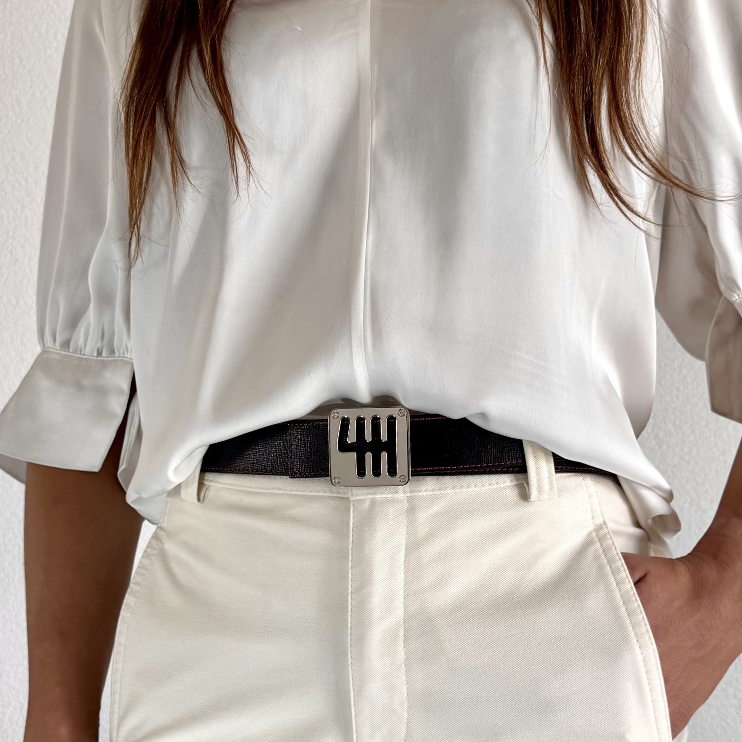 Ceinture reversible bi-color Ninamarina bleu/camel Accueil