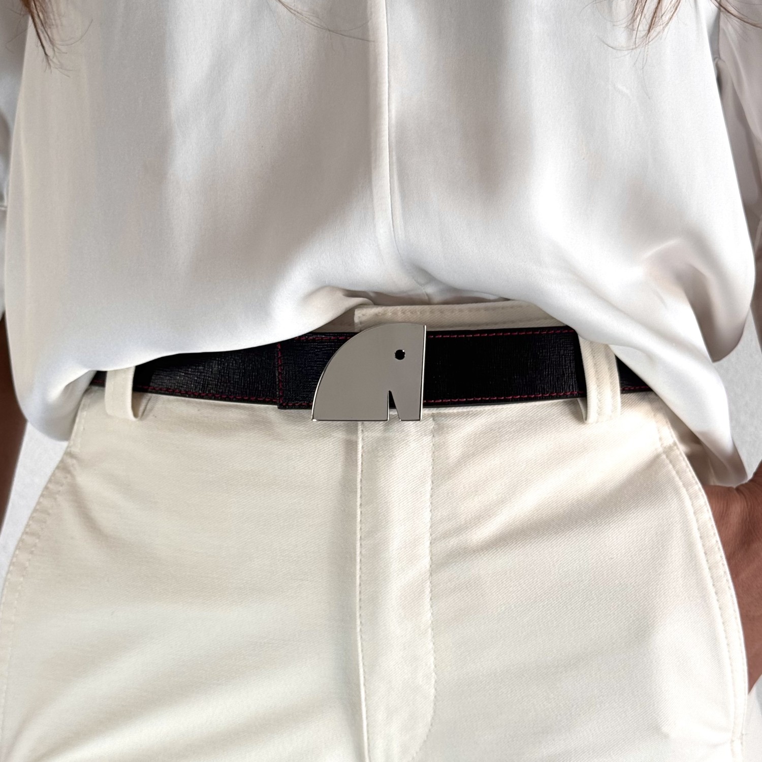 Ceinture reversible bi-color Ninamarina bleu/camel Accueil