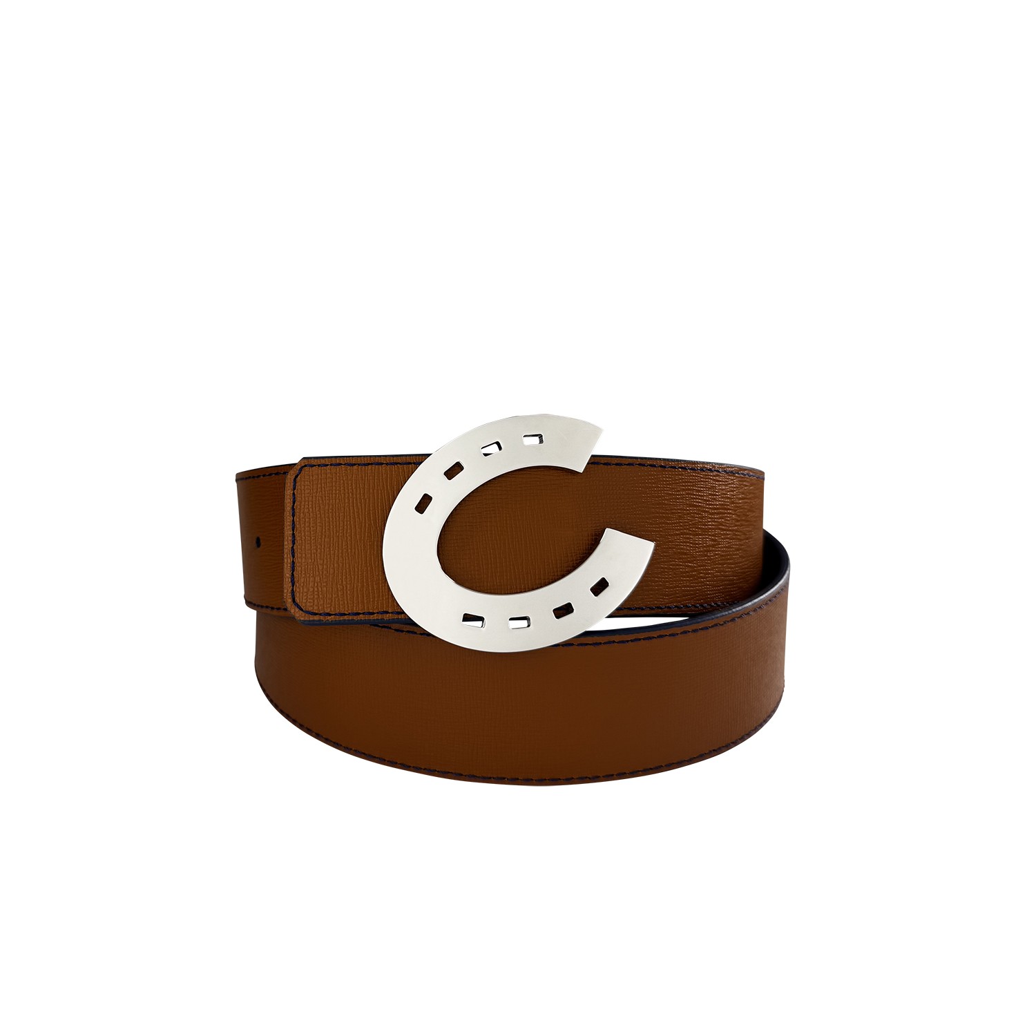 Ceinture reversible bi-color Ninamarina bleu/camel Ceintures