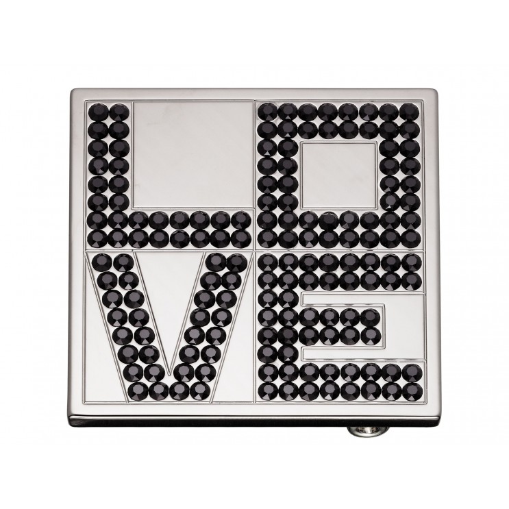 Boucle de ceinture "Love" carrée, aspect or blanc avec 45 Swarowski Cry Diamant