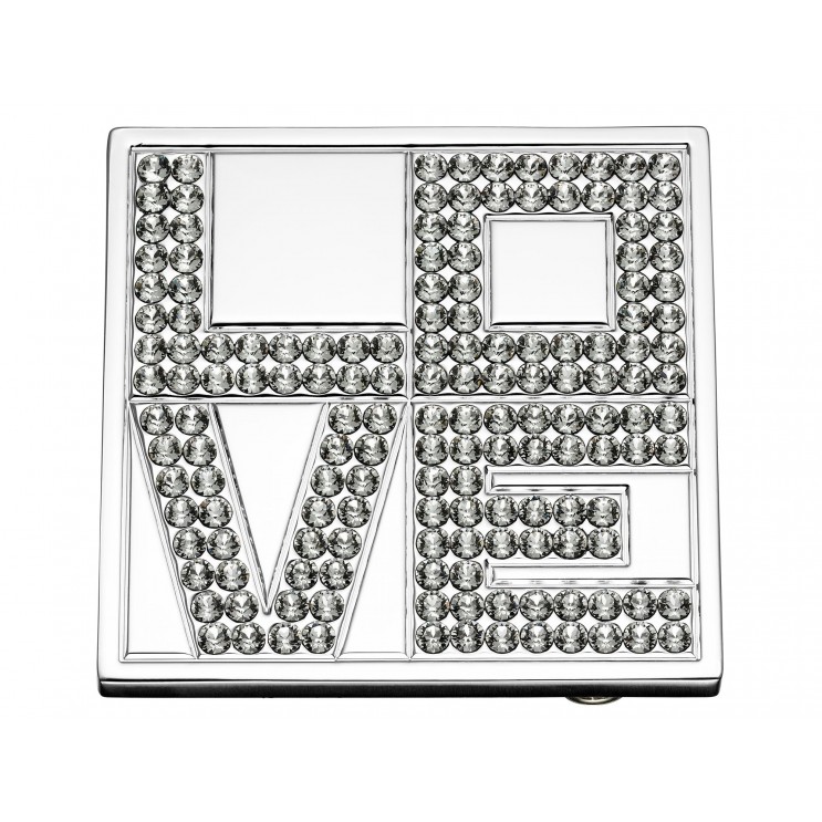 Boucle de ceinture "Love" carrée, aspect or blanc avec 45 Swarowski Cry Diamant