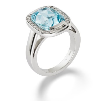 Bague en or blanc - topaze et diamants Bagues réalisées