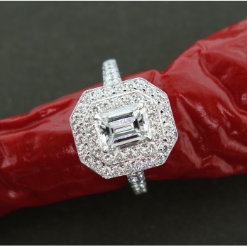 Bague de fiançailles - or blanc et diamant taille émeraude Bagues de fiançailles