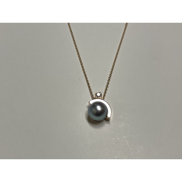 Boucle d'oreille et pendentif or rouge - diamants et perles fine de Tahiti Bijoux personnalisés