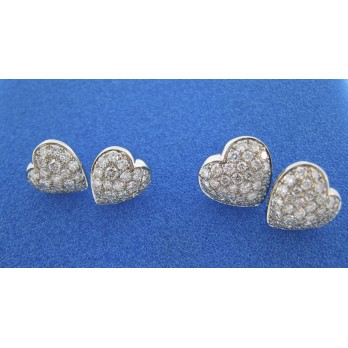 Boucles d'oreille Coeur - or blanc et diamants Boucles d'oreille