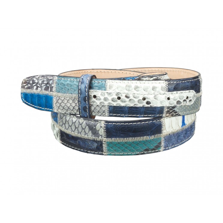 Ceinture en peau de python patchwork