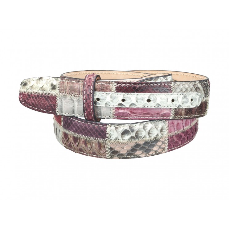 Ceinture en peau de python patchwork