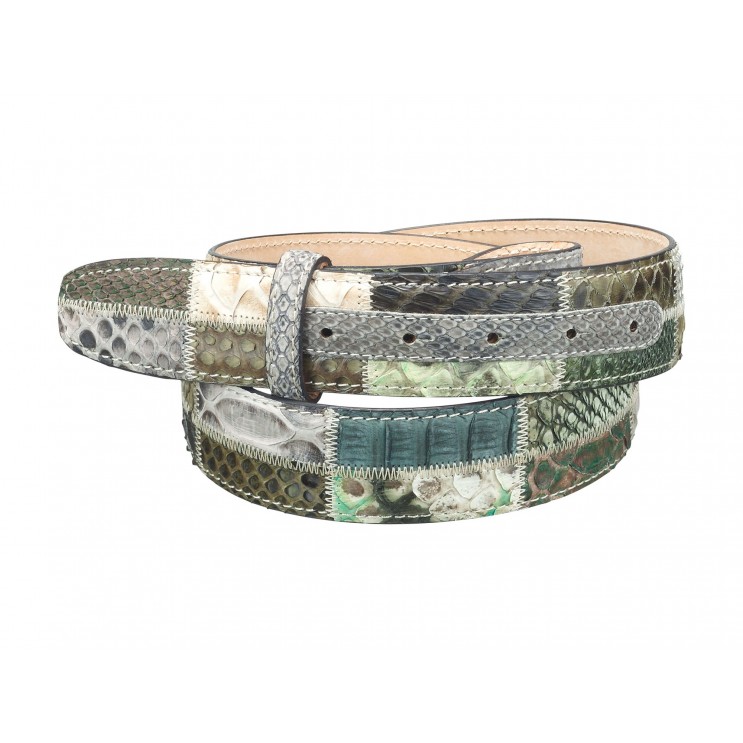 Ceinture en peau de python patchwork