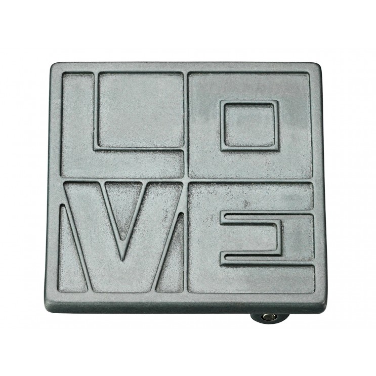Boucle de ceinture "Love" carrée, aspect zamac