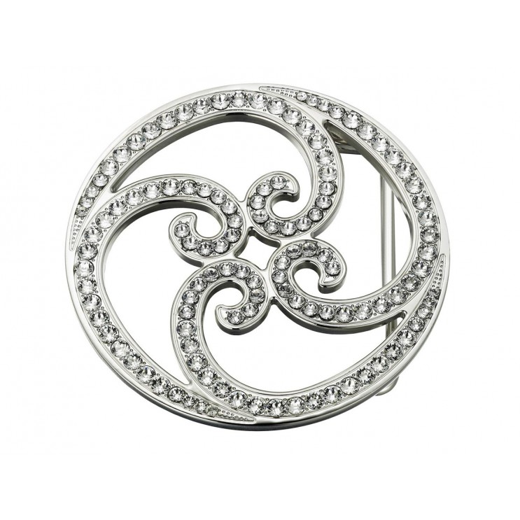 Boucle de ceinture "Spirale", aspect or blanc avec 122 Swarowski Cry Diamant