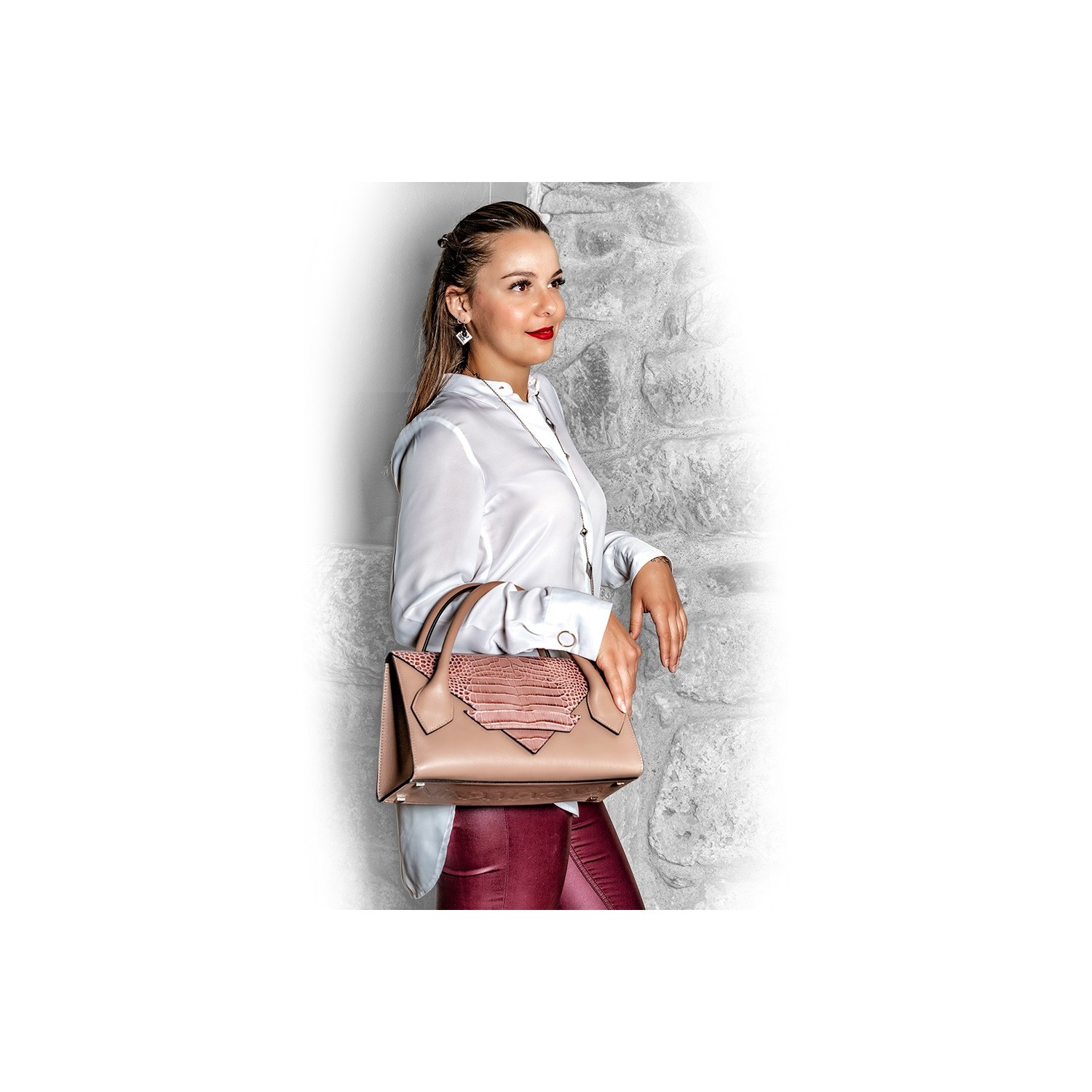 Sac à Main C5 Cuir et Croco - Bi-matière Exclusive Accueil