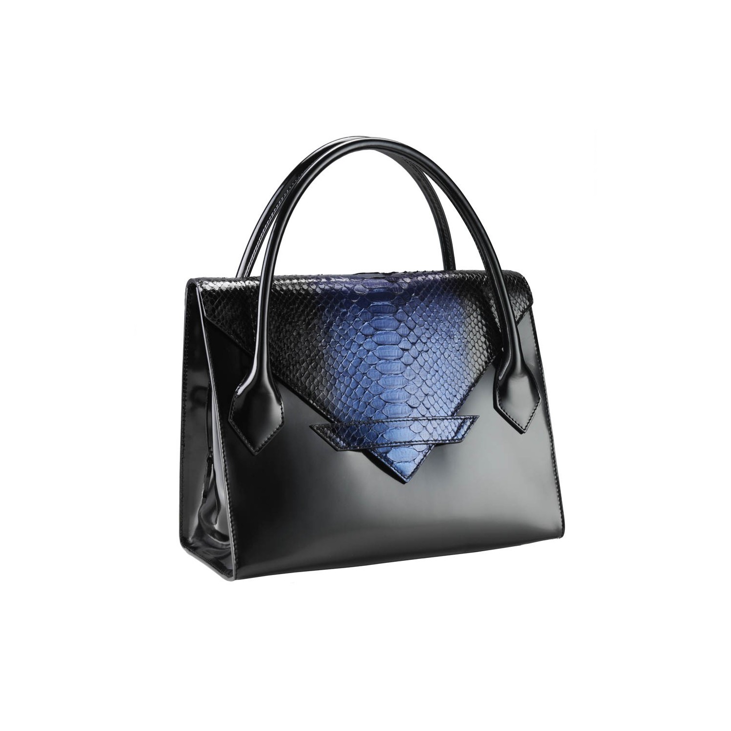 Sac à main C3 : Cuir noir et Python véritable Sacs C3