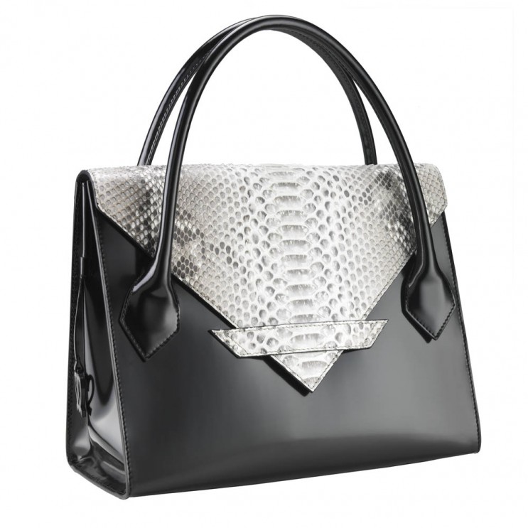 Sac à main C3 : Cuir noir et Python véritable Sacs C3