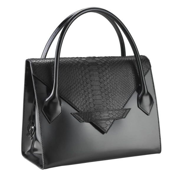 Sac à main C3 : Cuir noir et Python véritable Sacs C3