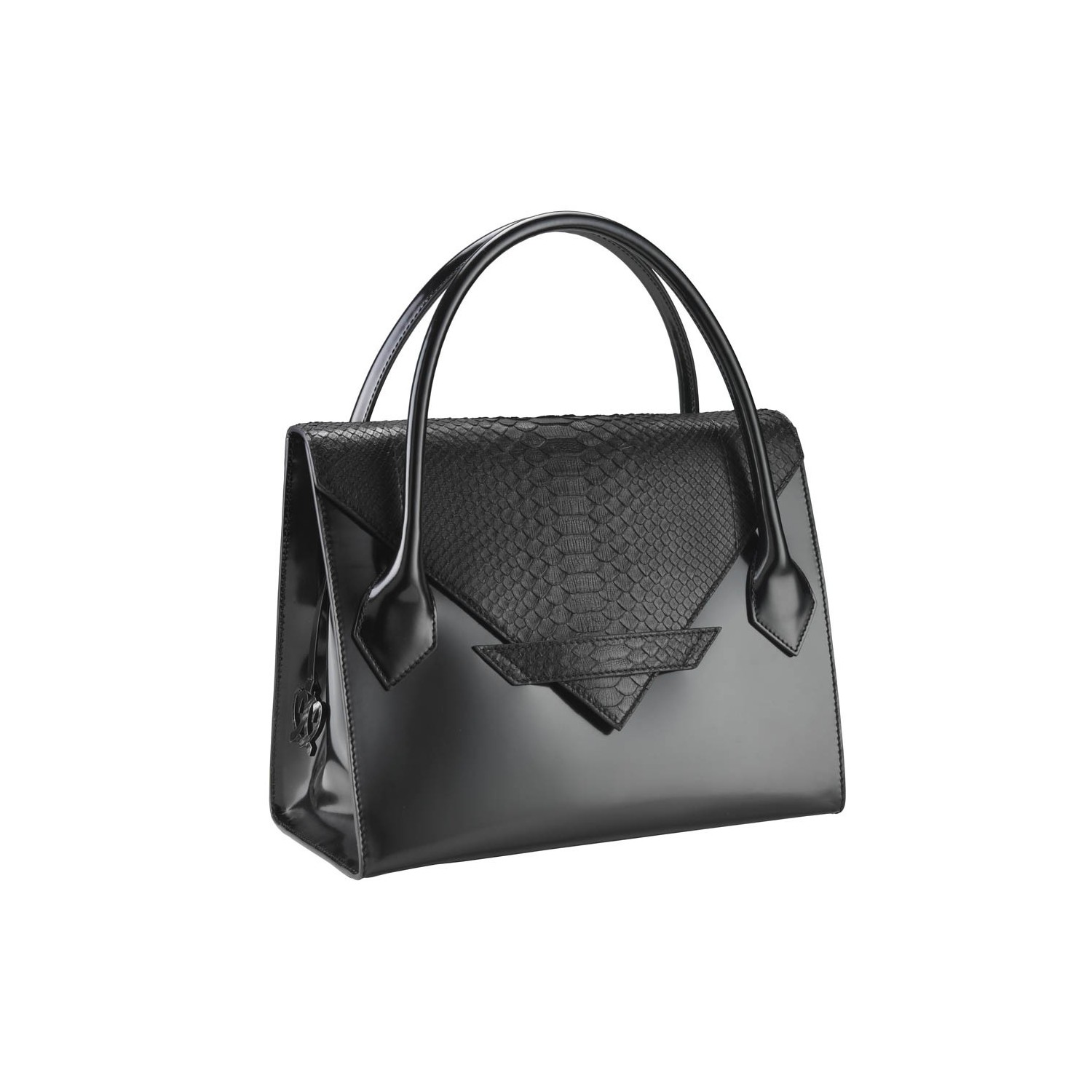Sac à main C3 : Cuir noir et Python véritable Sacs C3
