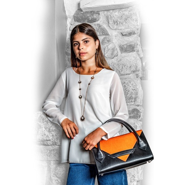 Sac à Main C5 Cuir Brun et Poulain Naturel Accueil