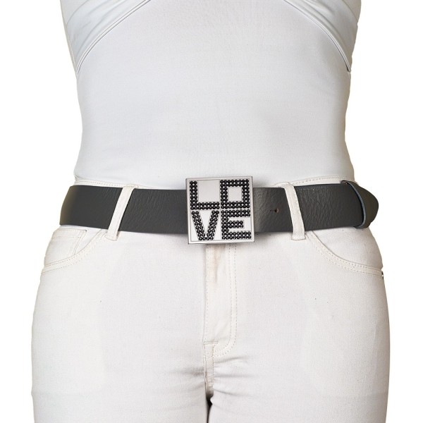 Ceinture Ninamarina en cuir lisse gris anthracite
