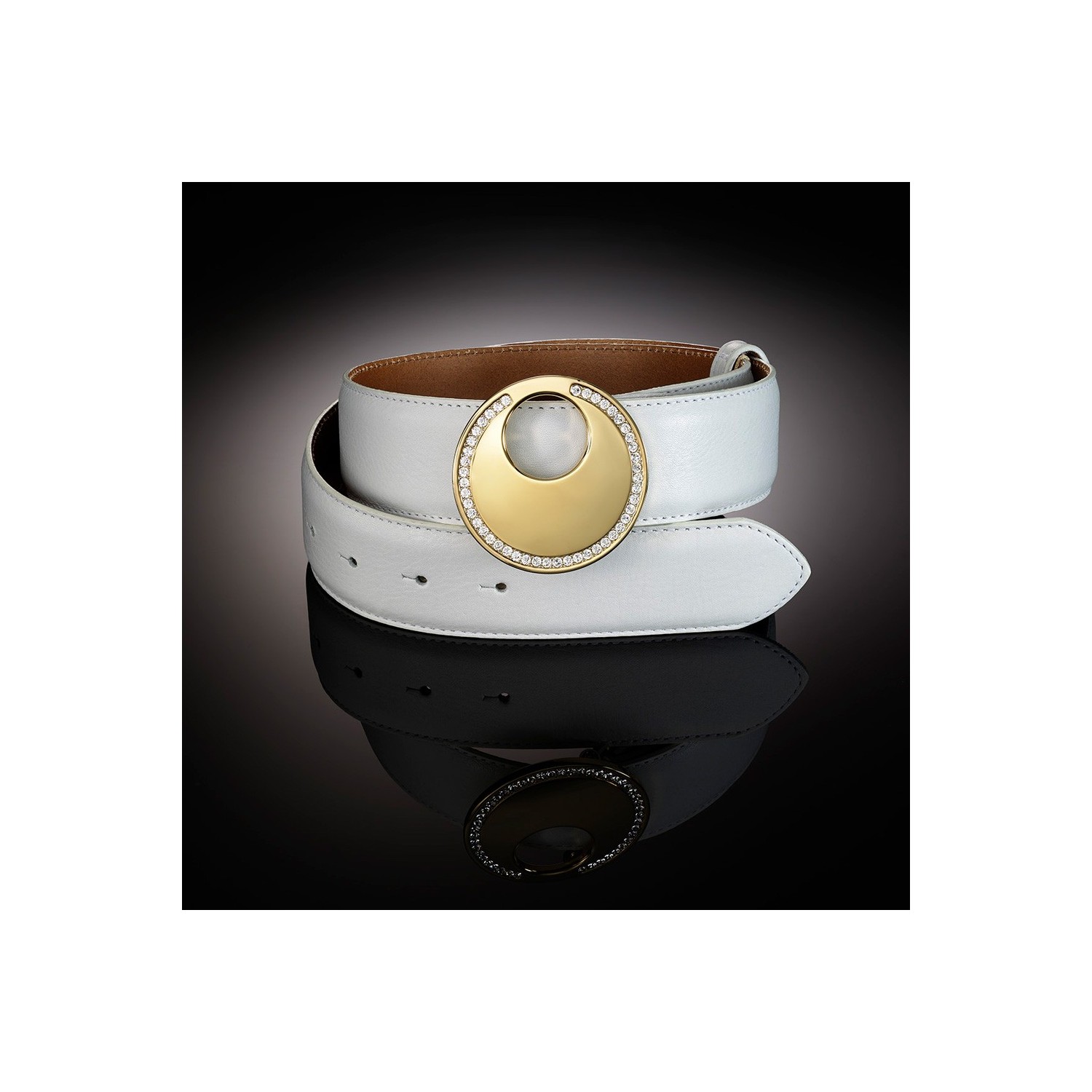 Boucle de Ceinture Lune Ronde - Or & Cristaux Swarovski Boucles de ceintures