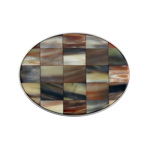 Boucle de Ceinture en Corne Damier Bi-Color Ovale 40mm Boucles de ceintures