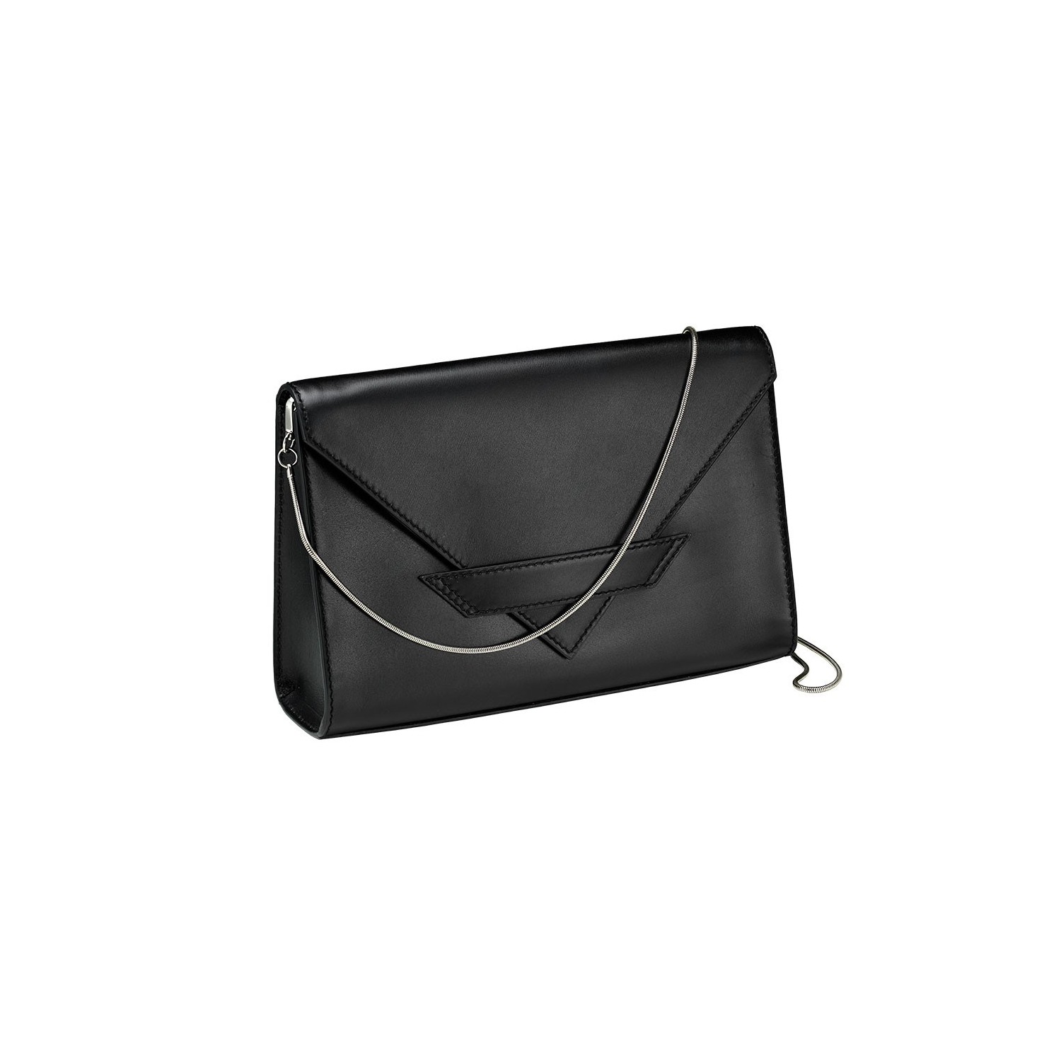 Pochette Enveloppe C6 en Cuir Uni Noir Accueil