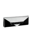 Pochette Enveloppe C6 "allongée" en cuir noir et blanc avec Swarovski Pochettes C6