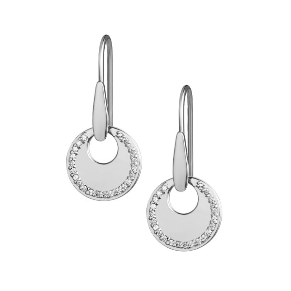 Boucles d'Oreilles Lune Ronde PM Zirconium - Argent 925 - Création Genevoise Boucles d'oreilles