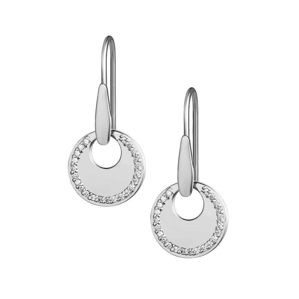 Boucles d'Oreilles Lune Ronde PM Zirconium - Argent 925 - Création Genevoise Boucles d'oreilles
