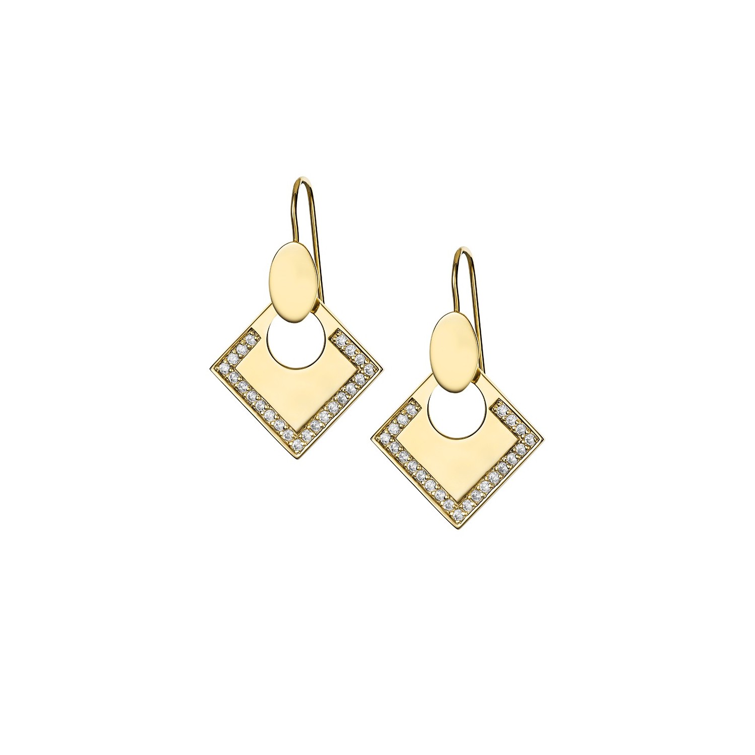 Boucles d'Oreilles Lune Carrée GM Zirconium - Argent 925 - Marina Magnin Accueil