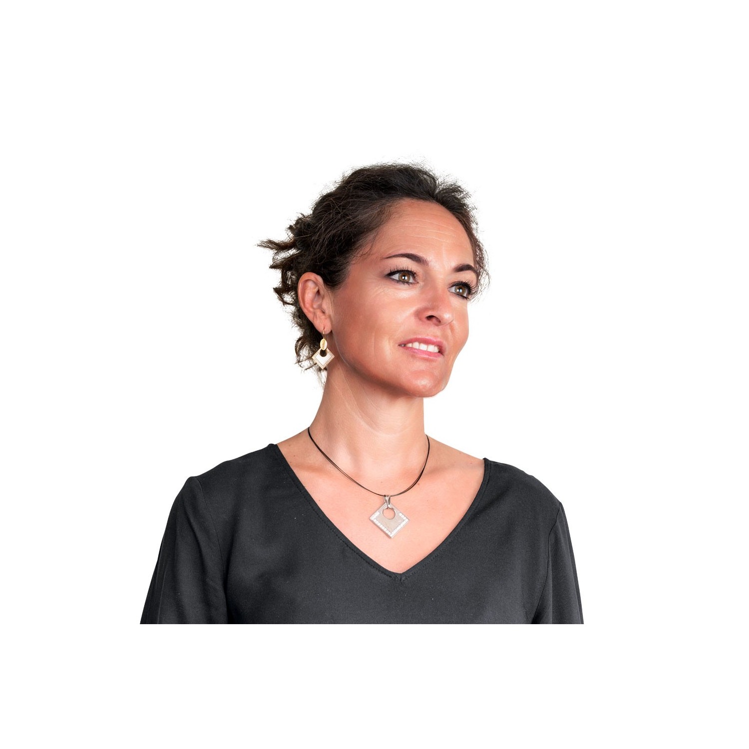 Boucles d'Oreilles Lune Carrée GM Zirconium - Argent 925 - Marina Magnin Accueil