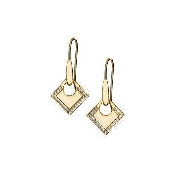 Boucles d'Oreilles Lune Carrée PM Zirconium - Élégance Géométrique Accueil