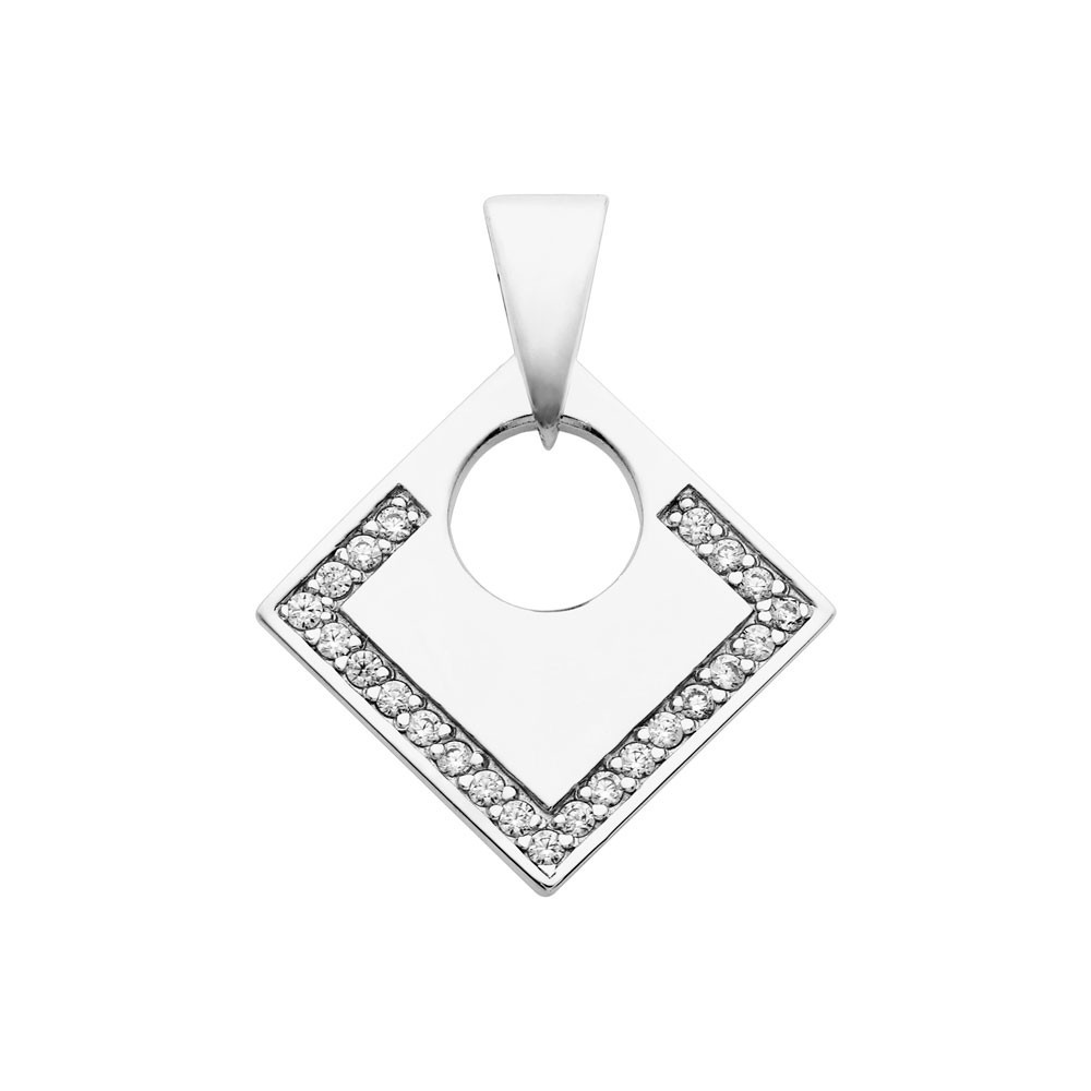 Pendentif Lune Carrée GM Zirconium - Géométrie Statement - Marina Magnin Pendentifs