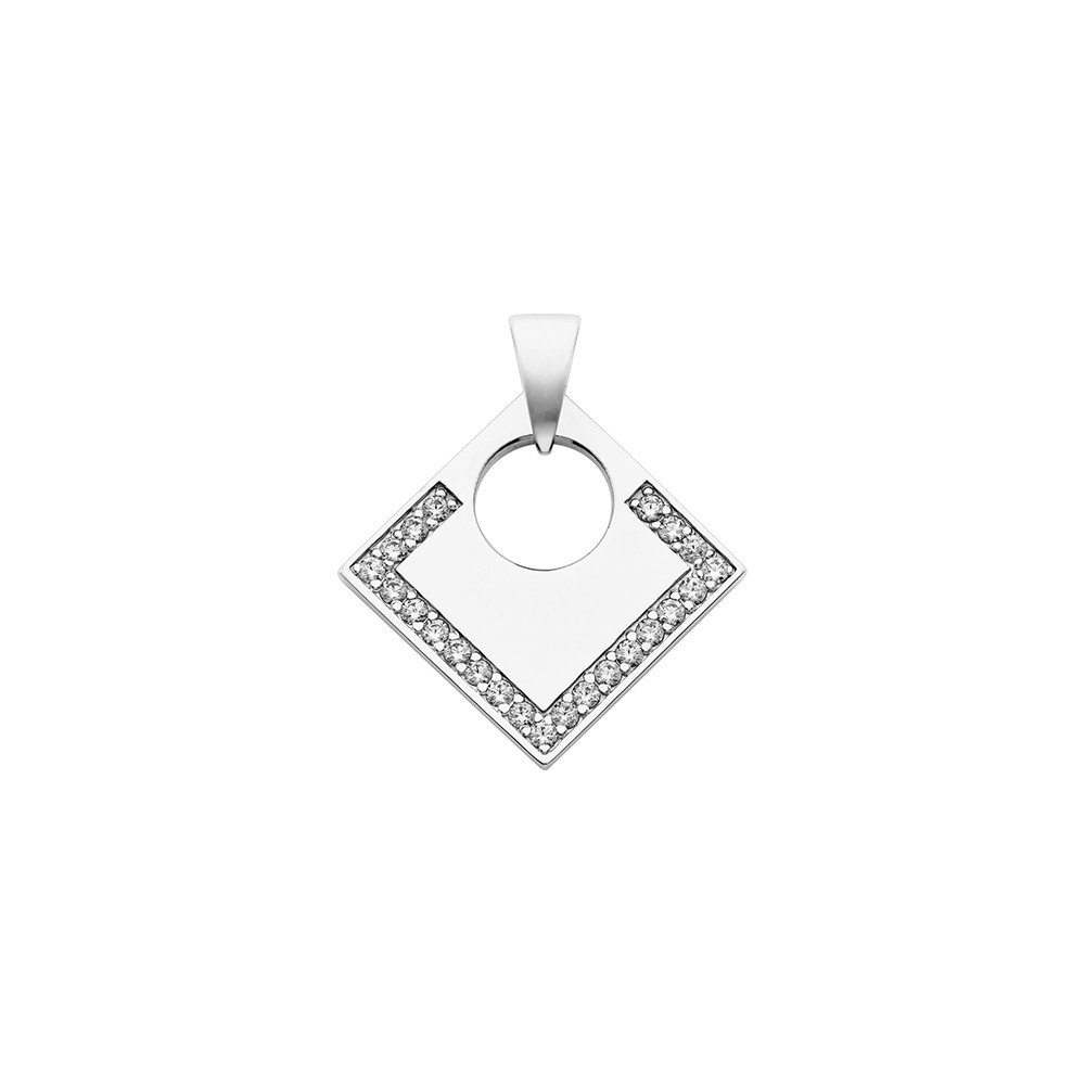 Pendentif Lune Carrée MM Zirconium - Géométrie Équilibrée Pendentifs