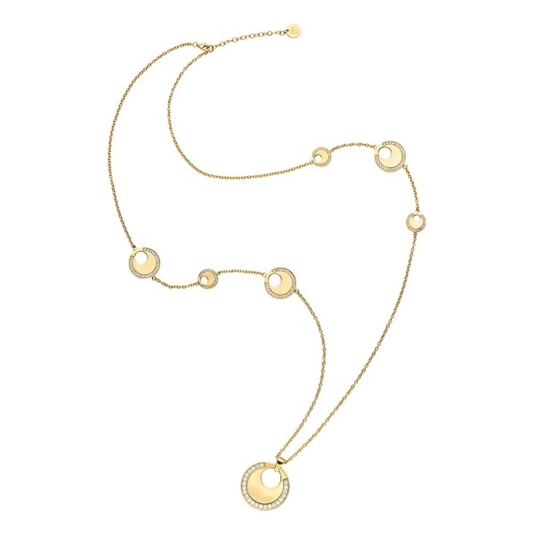 Sautoir Lune Ronde Argent 925 Or Blanc/Jaune Zirconium 95cm Accueil