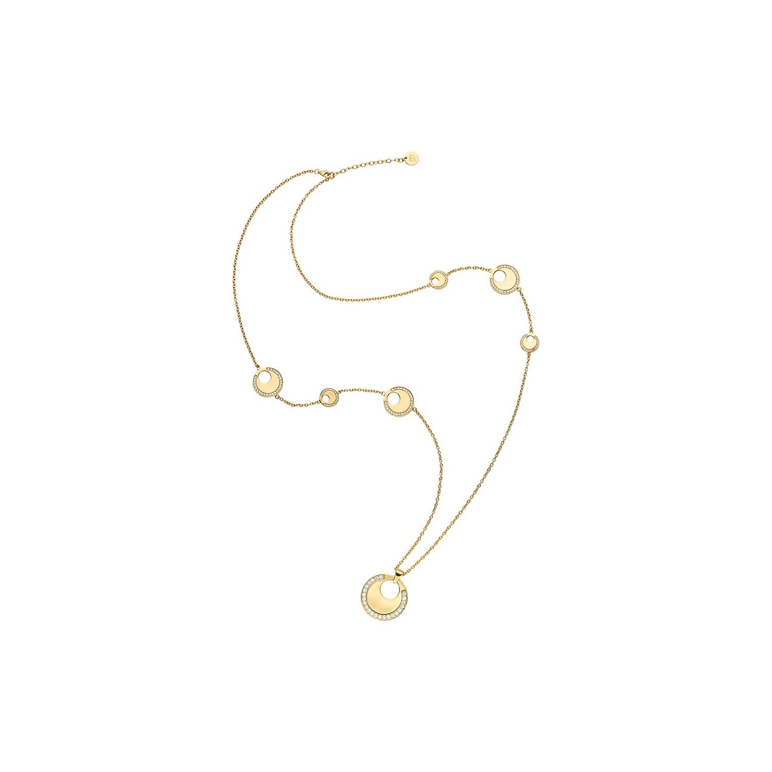 Sautoir Lune Ronde Argent 925 Or Blanc/Jaune Zirconium 95cm Accueil