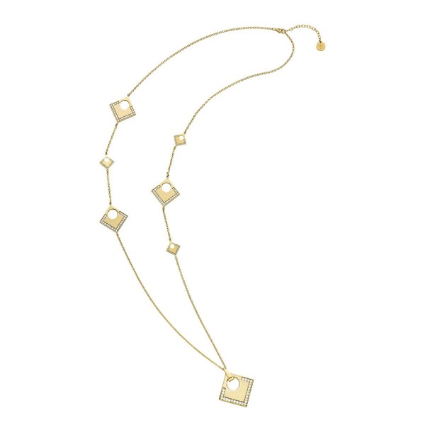 Sautoir Lune Carrée Argent 925 Or Blanc/Jaune Zirconium 100cm Accueil