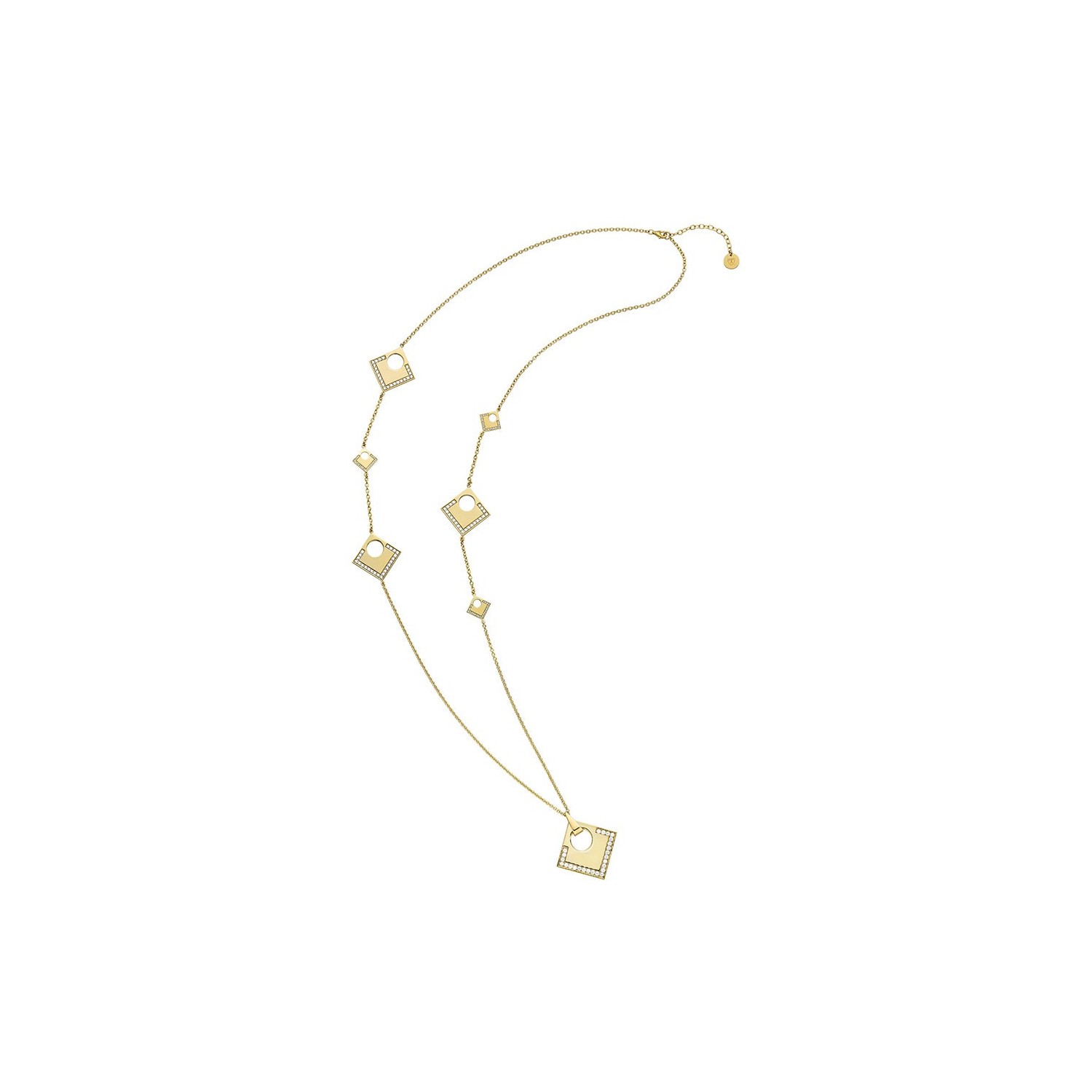 Sautoir Lune Carrée Argent 925 Or Blanc/Jaune Zirconium 100cm Accueil
