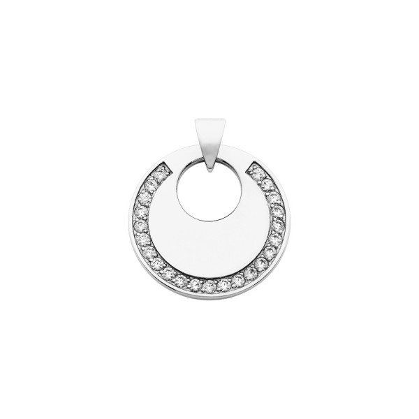 Pendentif Lune Ronde GM Zirconium - Argent 925 - Création Marina Magnin Pendentifs