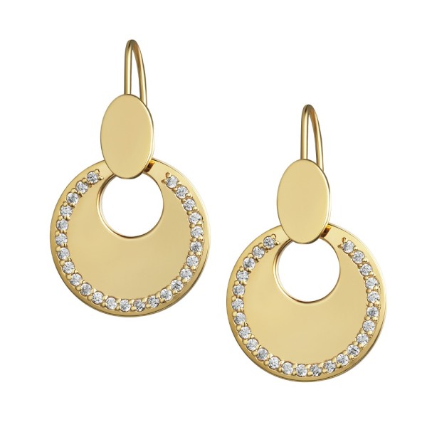 Boucles d'Oreilles Lune Ronde GM Argent 925 Or Blanc/Jaune 26 Zirconiums Boucles d'oreilles