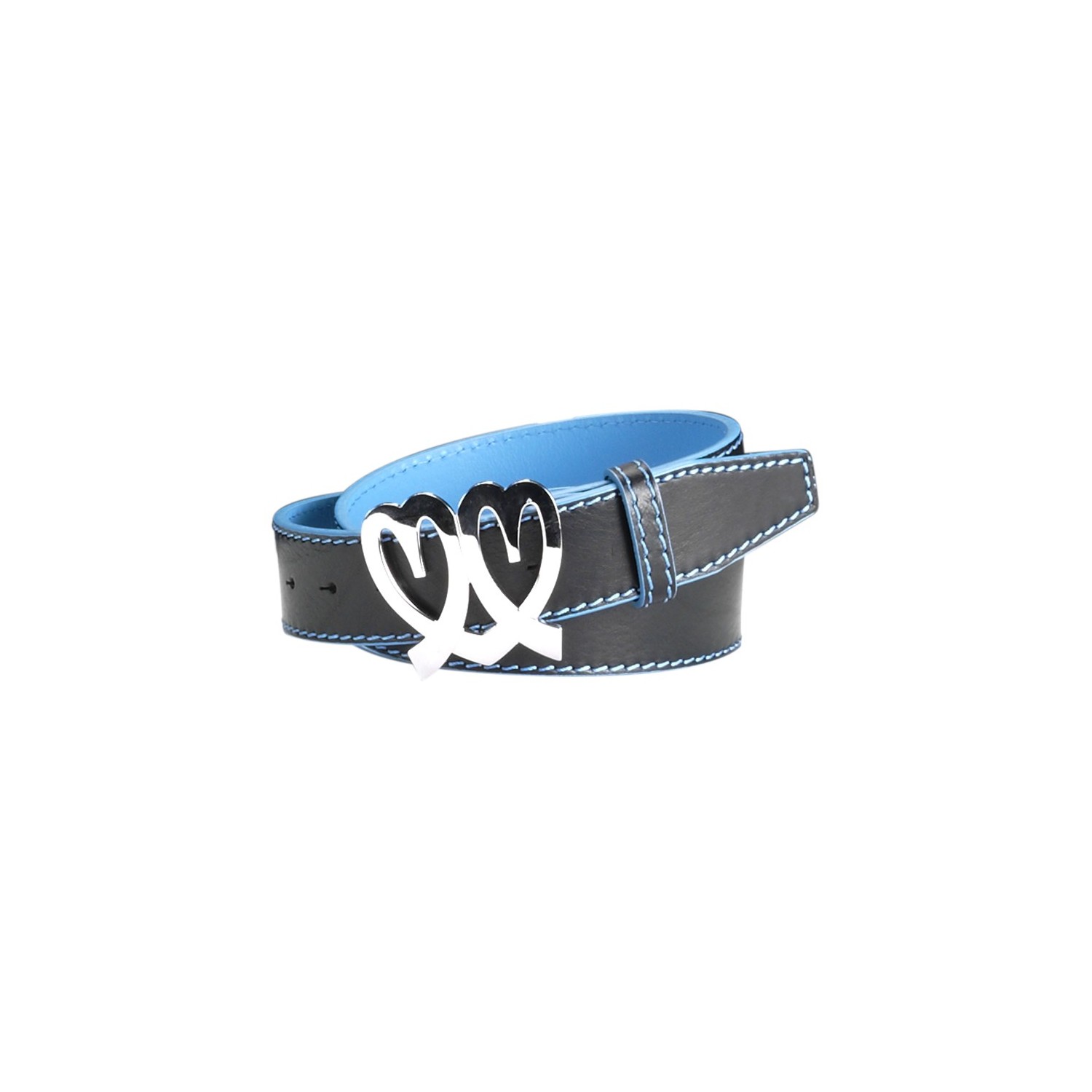 Ceinture Ninamarina Réversible - Signature Bleue - Cuir Veau Premium Accueil