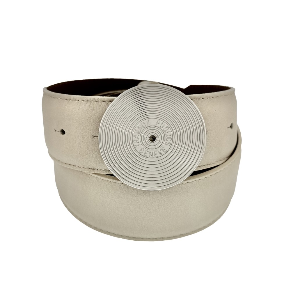 Boucle de Ceinture TPG Travaux Publics Genève Laiton Palladium 38-40mm Boucles de ceintures