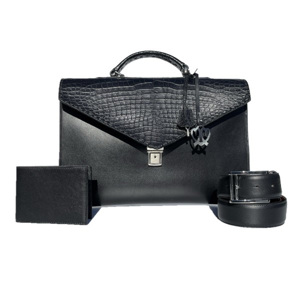Porte-Documents C2 Cuir Alligator Véritable Accueil