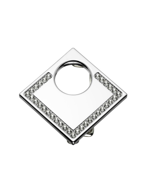 Boucle de ceinture Lune carrée, aspect or blanc avec 33 Swarowski Cry Diamant