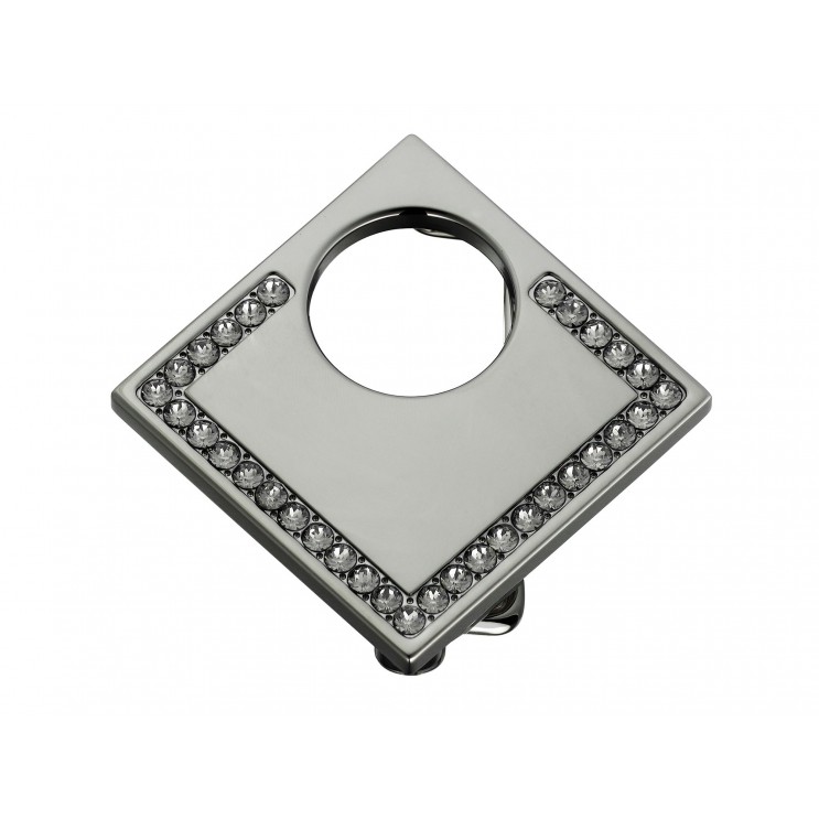 Boucle de ceinture Lune carrée, aspect or noir avec 33 Swarowski noir